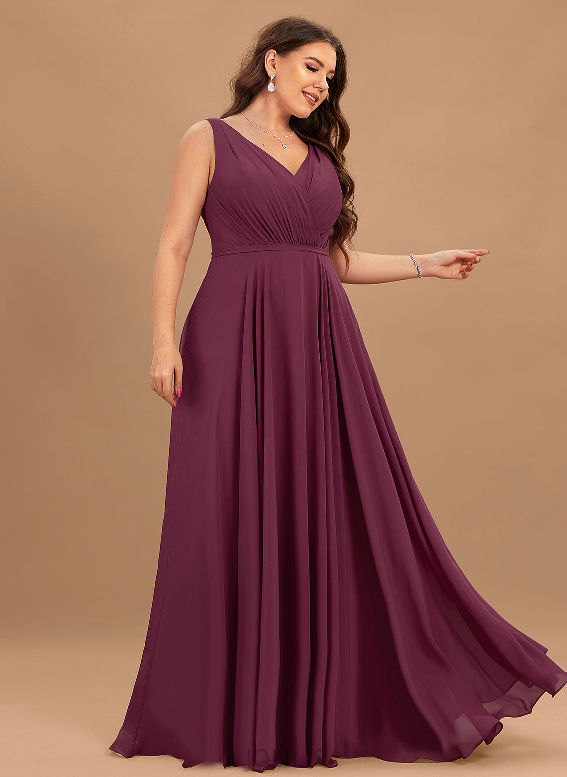 Prom Dresses Pleated Jemima Floor-Length With Chiffon A-Line V-neck