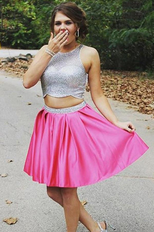 Two Piece Sleeveless Beading Prom Dress Homecoming Dress ED47