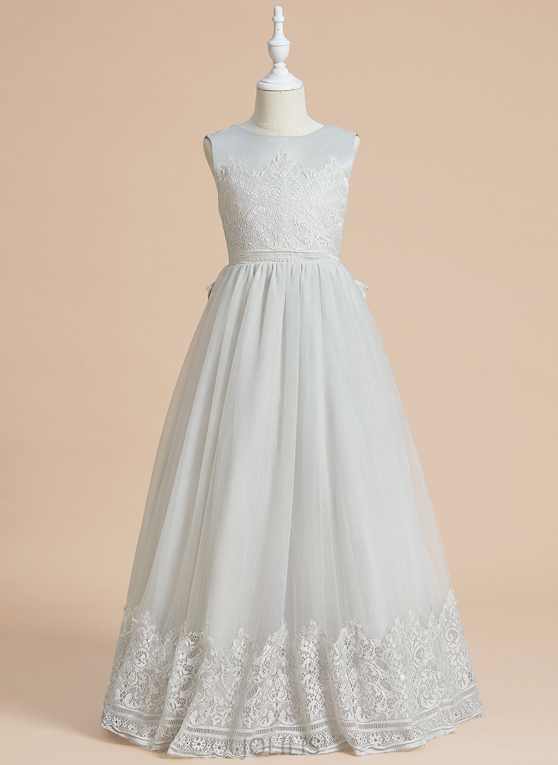 Lace/Bow(s) - Shayna Flower Girl Dresses Dress Ball-Gown/Princess Scoop Sleeveless Girl Neck Satin/Tulle Floor-length With Flower