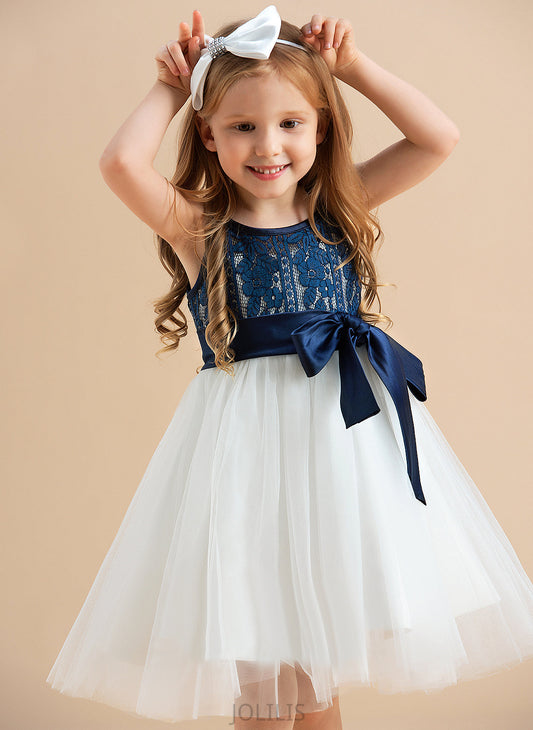 '- A-Line Flower Scoop Tulle/Lace Tanya Dress Flower Girl Dresses Girl Neck Knee-length Sleeveless