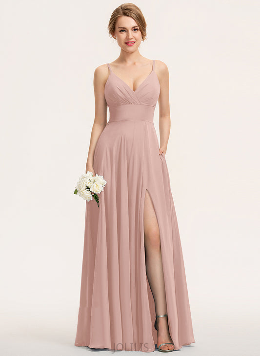 Yoselin Chiffon Prom Dresses With Floor-Length Ruffle A-Line V-neck