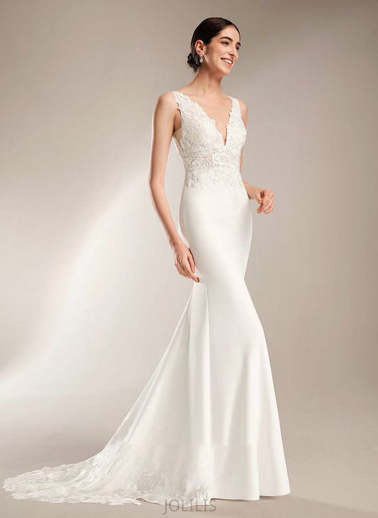 Wedding Dresses Train Emily With Sheath/Column Sequins V-neck Court Dress Wedding