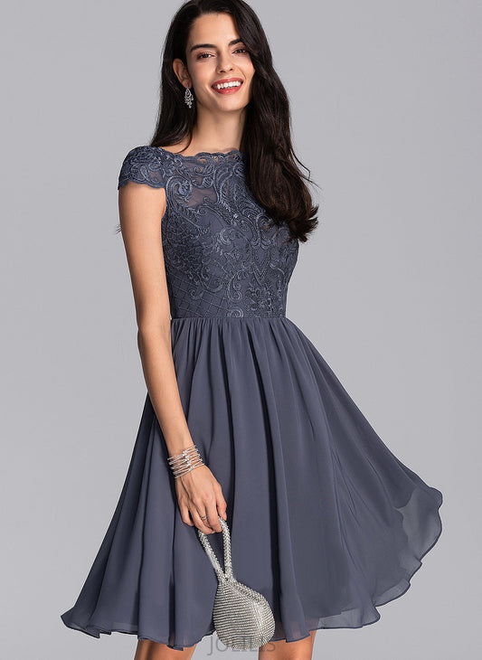 Scoop Dress Audrey Chiffon Homecoming Dresses Knee-Length A-Line Neck Homecoming