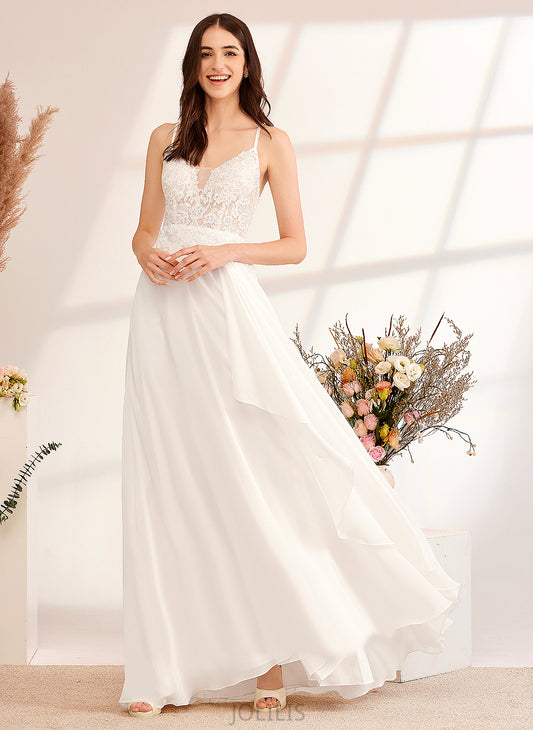 Miracle V-neck Chiffon Sequins Dress With Wedding Dresses Floor-Length Lace A-Line Wedding