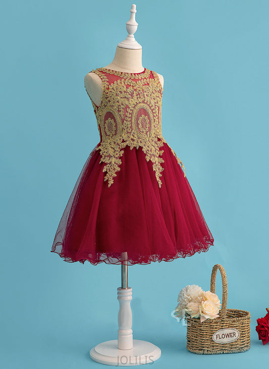 Knee-length Scoop Sleeveless Lace - Dress Marely Neck A-Line Girl Flower Girl Dresses With Tulle Flower