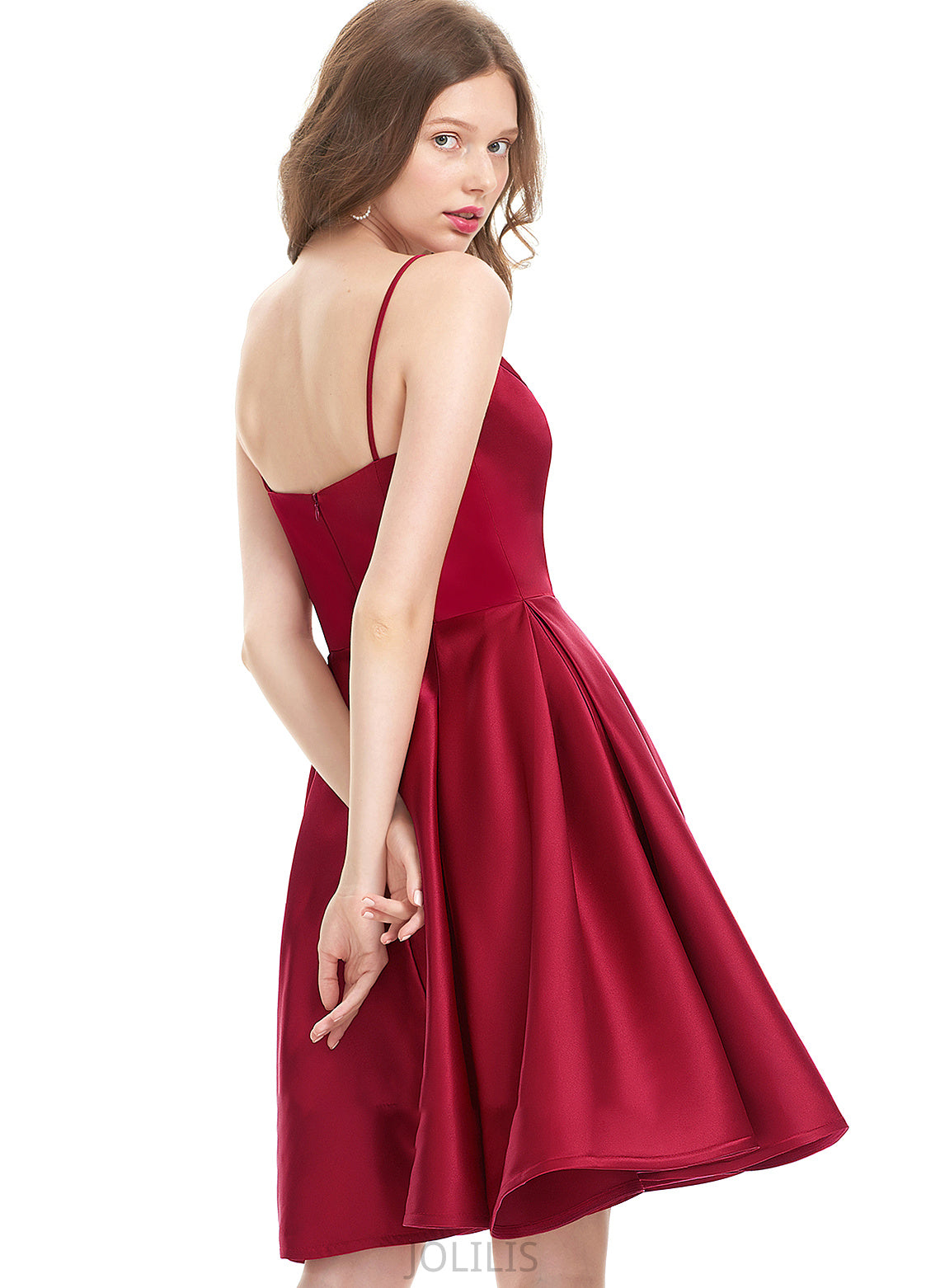 Knee-Length Danielle A-Line Prom Dresses V-neck Satin