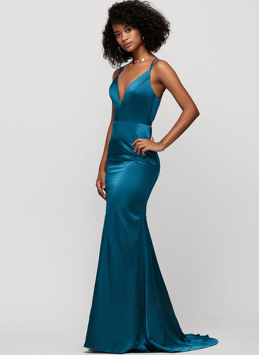 Prom Dresses Train Trumpet/Mermaid V-neck Jayla Sweep