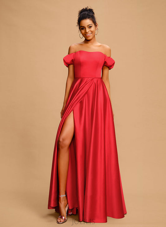 Payten Prom Dresses With Sweetheart Ball-Gown/Princess Satin Bow(s) Floor-Length Off-the-Shoulder