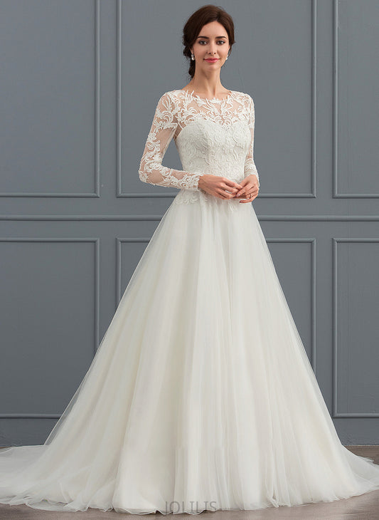 Scoop Wedding Train Dress Ball-Gown/Princess Jenna Tulle Sweep Wedding Dresses Neck