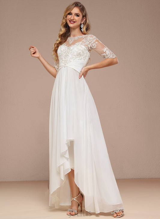 Wedding Dresses Dress Wedding A-Line Neck Chiffon Boat Gia Asymmetrical Lace