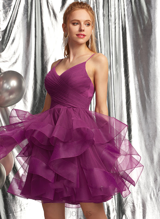 Tulle Short/Mini V-neck Gabrielle Prom Dresses Ball-Gown/Princess