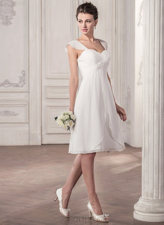 Knee-Length With Wedding Dresses Celeste Sweetheart A-Line Dress Ruffle Chiffon Wedding