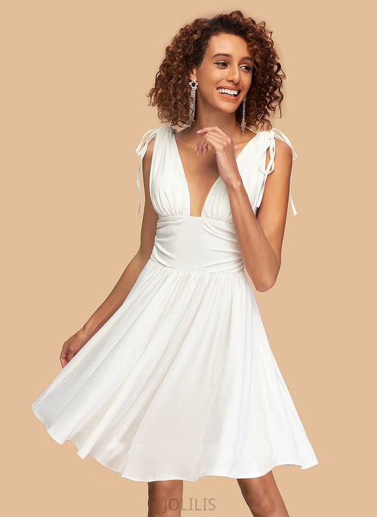 Dress Ruffle V-neck Deborah A-Line Homecoming Dresses With Jersey Short/Mini Homecoming