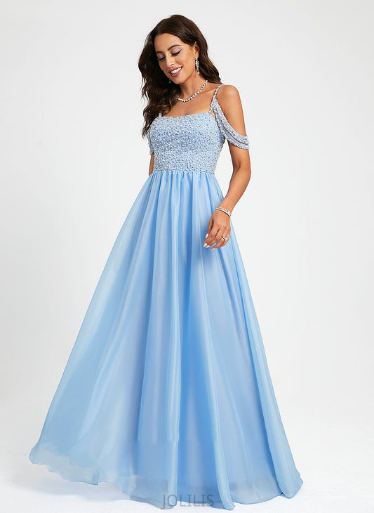 Ball-Gown/Princess Perla Sweetheart With Organza Prom Dresses Sequins Beading Floor-Length