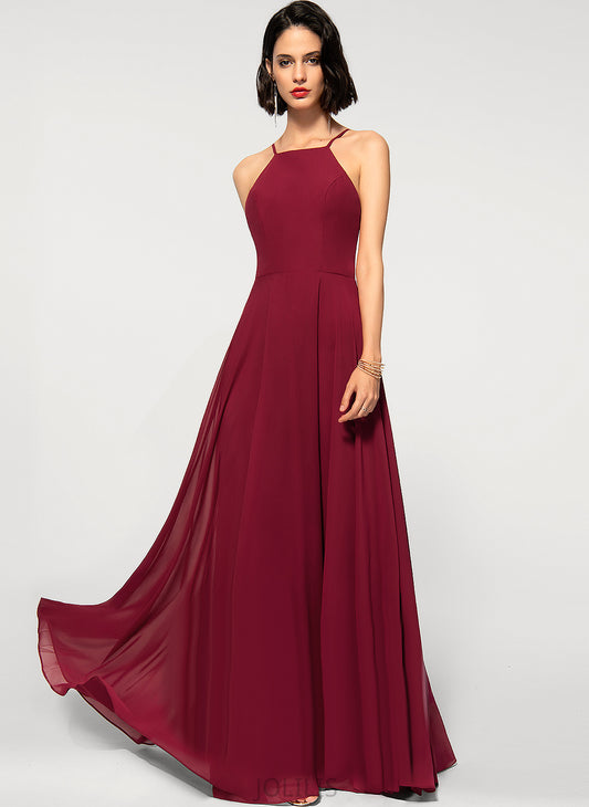 A-Line Chiffon Prom Dresses Floor-Length Square Lucinda