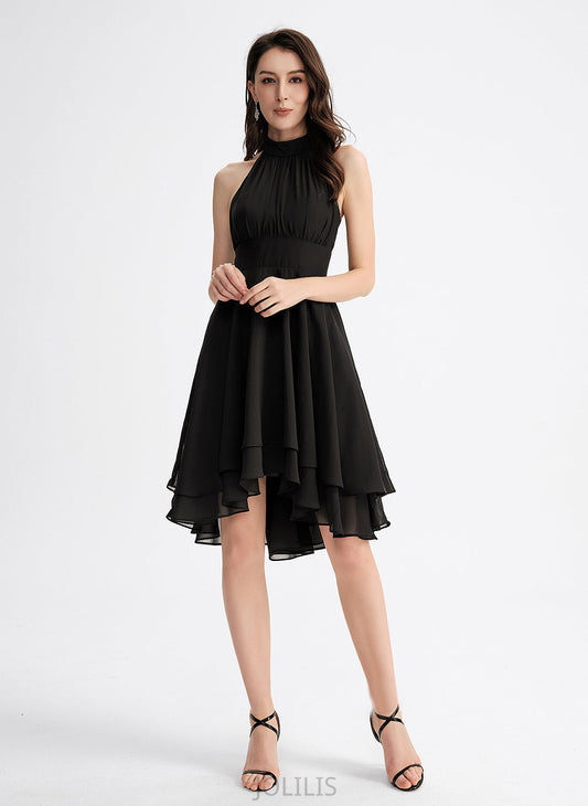 A-Line With Dress Scoop Asymmetrical Chiffon Homecoming Dresses Pleated Homecoming Neck Jaylynn