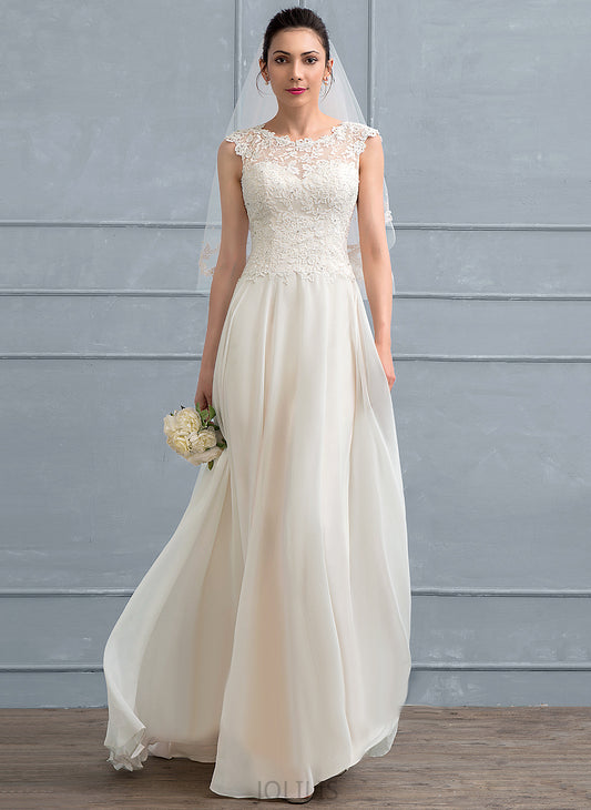 Neck Scoop With Wedding Dresses Lace Chiffon Floor-Length Wedding A-Line Sequins Beading Dress Miley