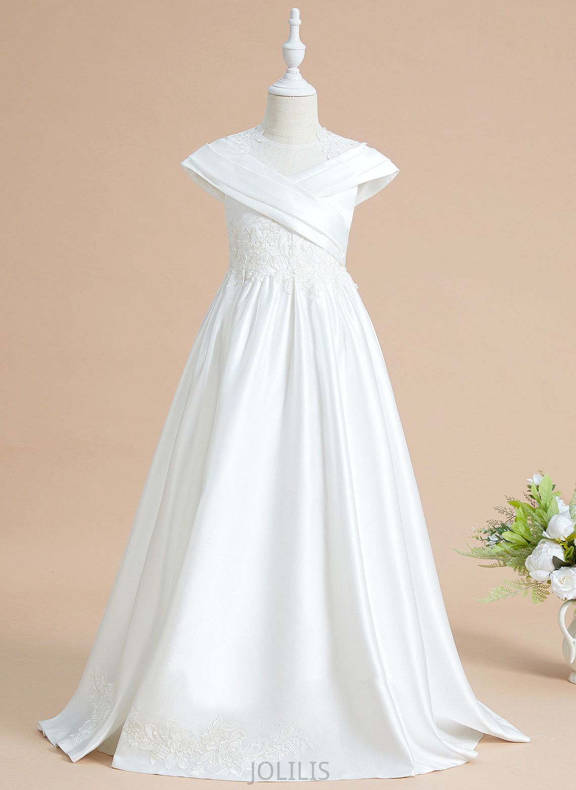 Scoop Danielle Ball-Gown/Princess Flower - Dress Satin/Lace Flower Girl Dresses Neck Sleeveless Girl Train Sweep