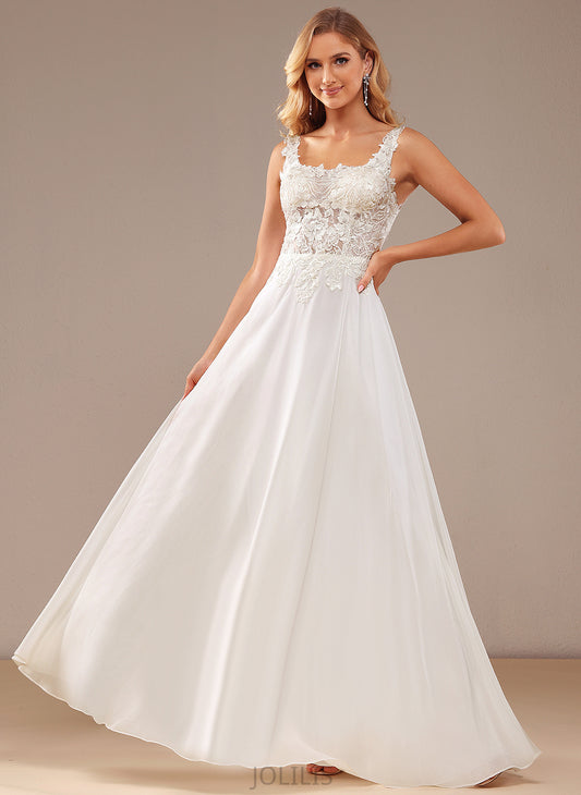 Sequins Wedding Dresses With Wedding Floor-Length Dress Miracle Square Chiffon Lace A-Line