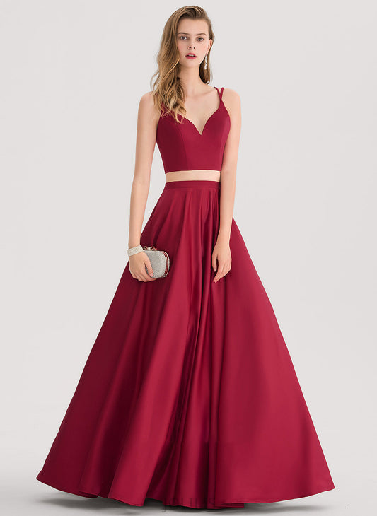 Roberta Floor-Length Ball-Gown/Princess Satin Prom Dresses Sweetheart