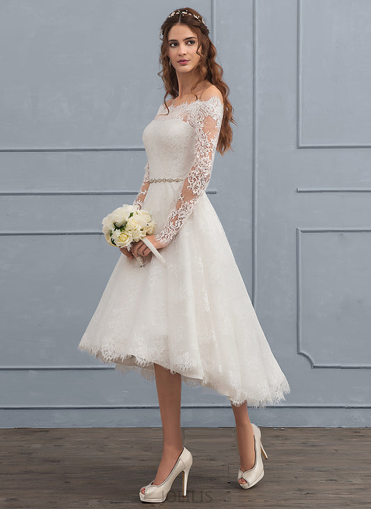 Beading Off-the-Shoulder With Wedding Wedding Dresses Lace Dress A-Line Asymmetrical Mayra