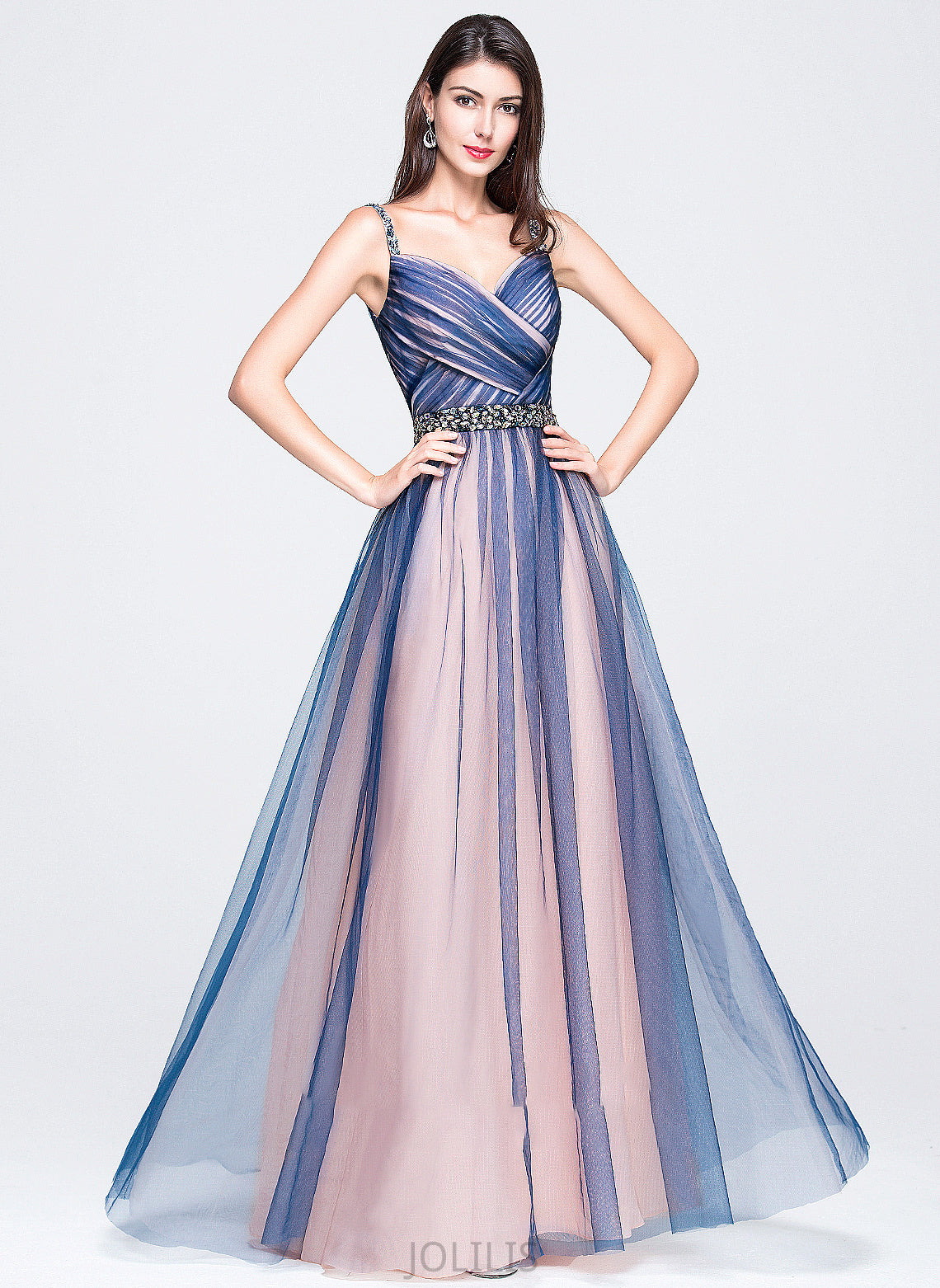 Prom Dresses Beading Ruffle Floor-Length Tulle With Sequins Lailah Sweetheart Ball-Gown/Princess