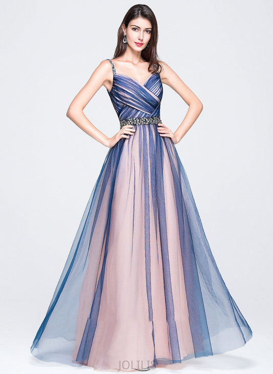 Prom Dresses Beading Ruffle Floor-Length Tulle With Sequins Lailah Sweetheart Ball-Gown/Princess