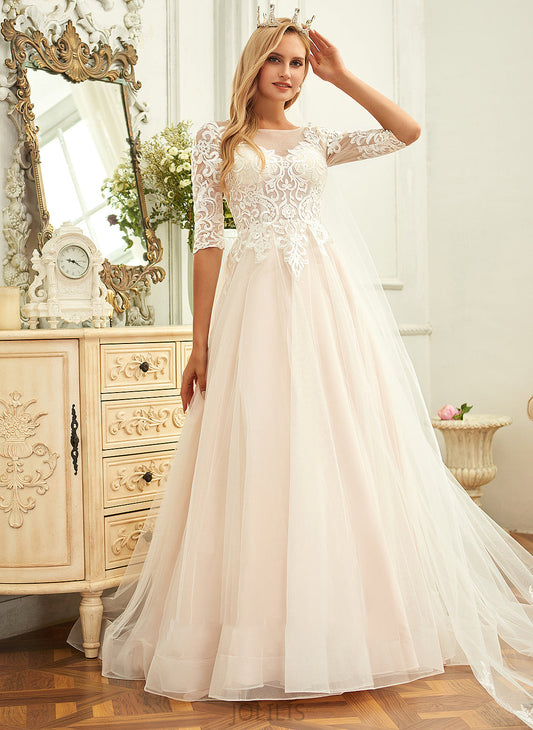 Dress Sweep Neck Scoop Train Tulle Francesca Wedding Ball-Gown/Princess Wedding Dresses Lace