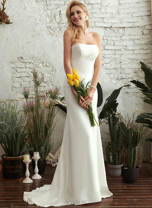 Trumpet/Mermaid Wedding Dresses Sweep Wedding Train Glenda Crepe Strapless Dress Stretch