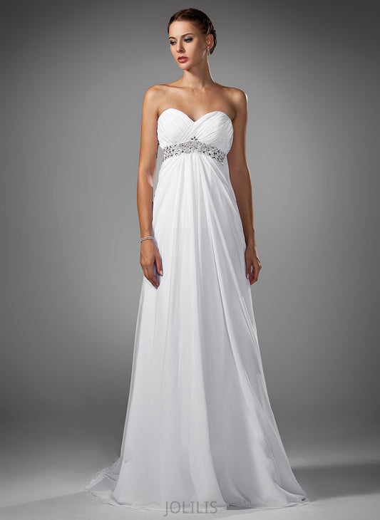 Dress Empire Alana Wedding Dresses Chiffon With Ruffle Sweep Beading Sweetheart Wedding Train