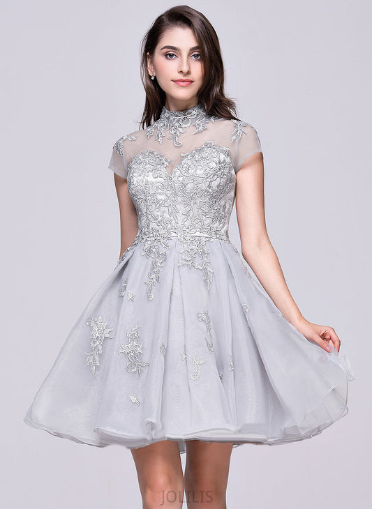 Tulle Homecoming Dress Lace A-Line Alia Appliques With Lace High Short/Mini Homecoming Dresses Organza Neck