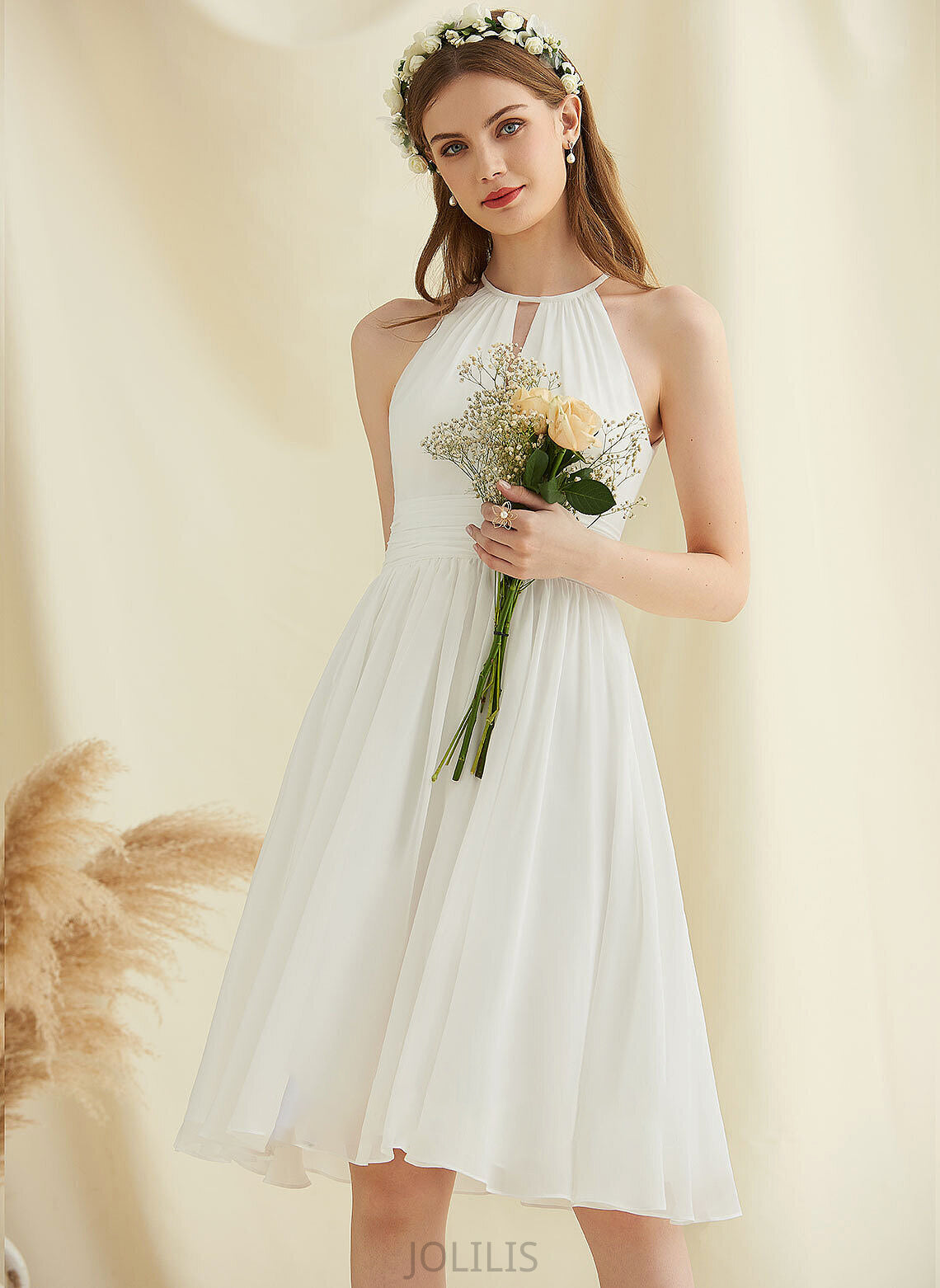 Knee-Length Dress Chiffon Wedding Norah Wedding Dresses A-Line