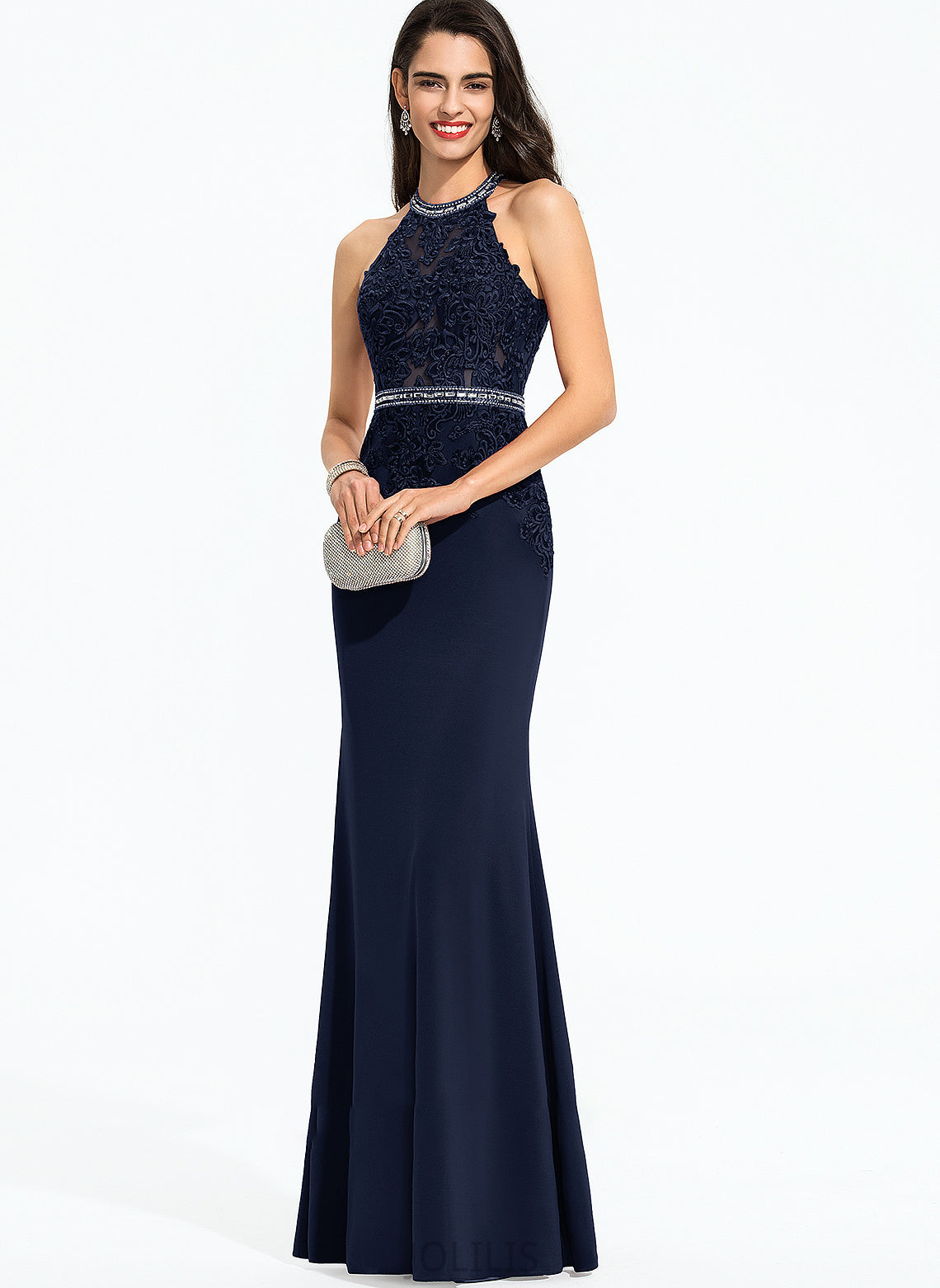 Jersey Floor-Length Sequins With Scoop Adyson Beading Neck Sheath/Column Prom Dresses