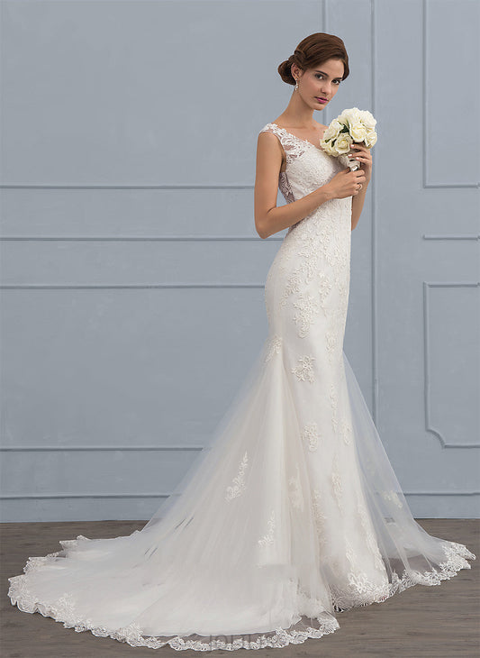 Wedding Dresses Evie Dress Trumpet/Mermaid V-neck Wedding Tulle Train Court