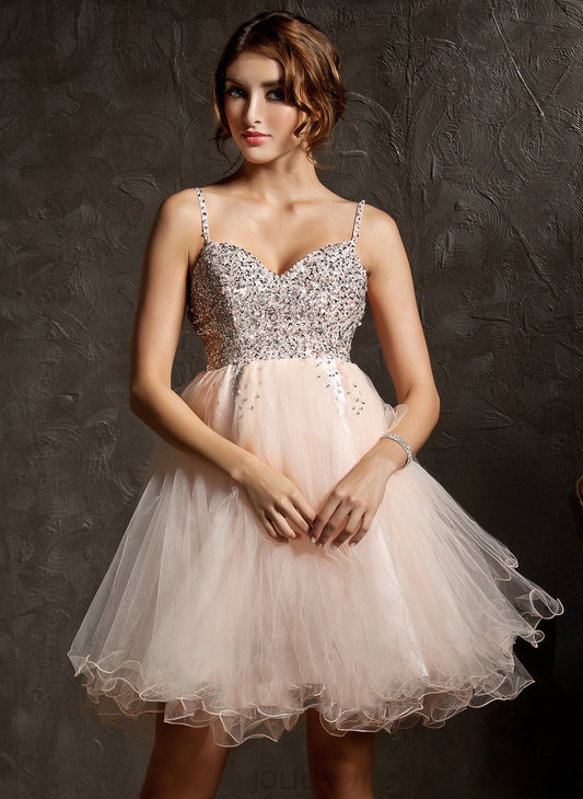 Homecoming Dresses With Sweetheart Tulle Kaiya A-Line Knee-Length Dress Homecoming Beading Sequins