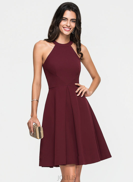 Neck Satin Dress With Ruffle Kennedi Knee-Length Homecoming Dresses Scoop Homecoming A-Line