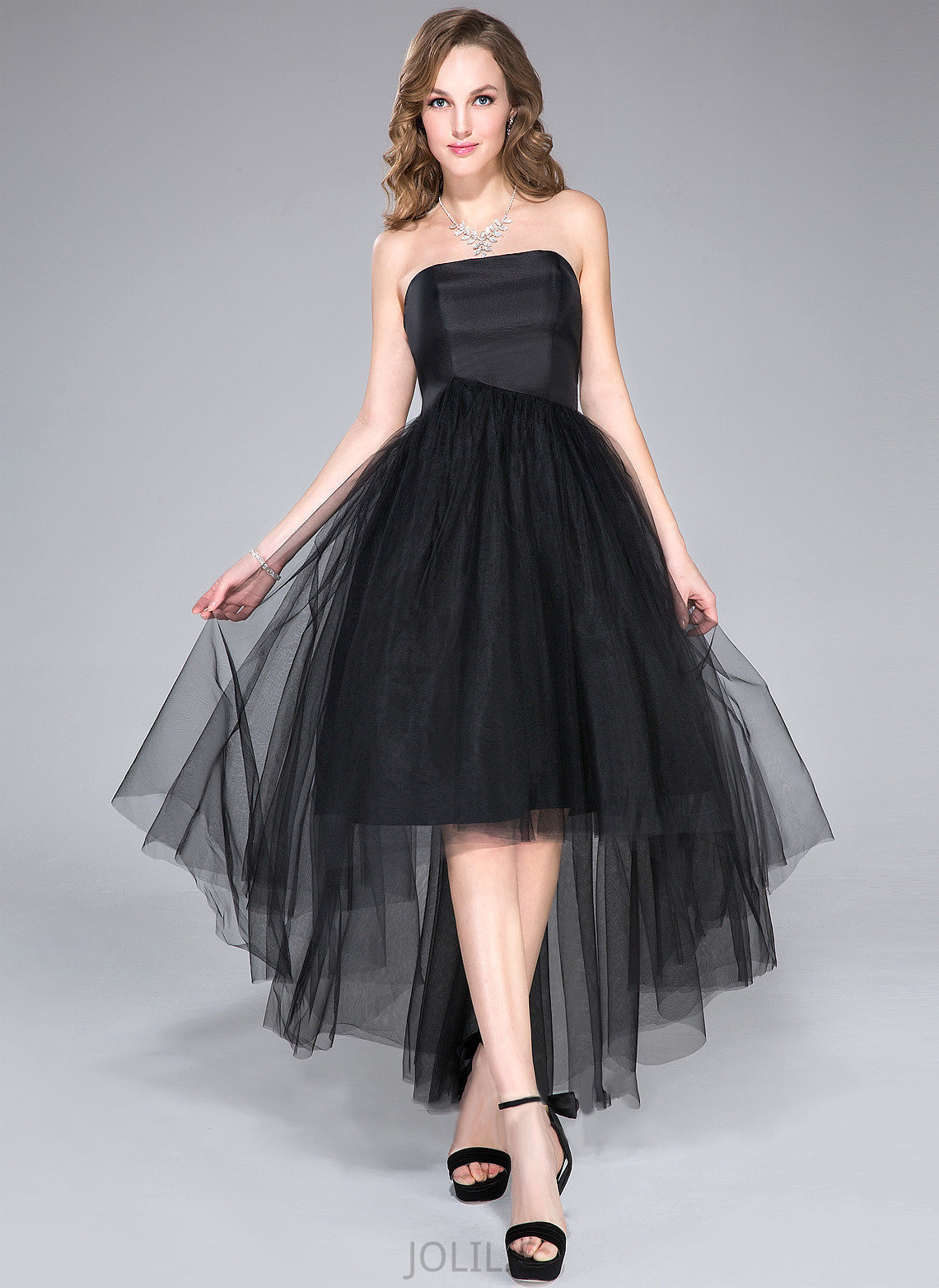 Tulle With Dress Asymmetrical Lesly Ruffle A-Line Taffeta Homecoming Dresses Homecoming Strapless