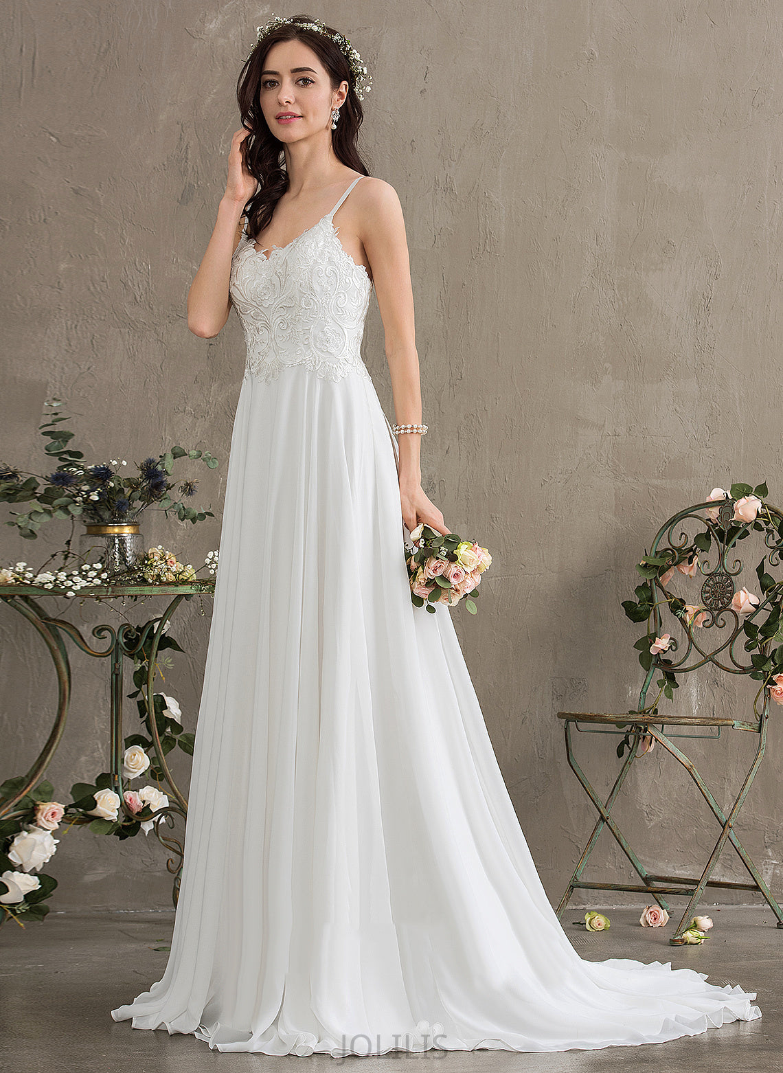 Sweep Wedding Valery Sweetheart Wedding Dresses Dress Lace Train Chiffon A-Line