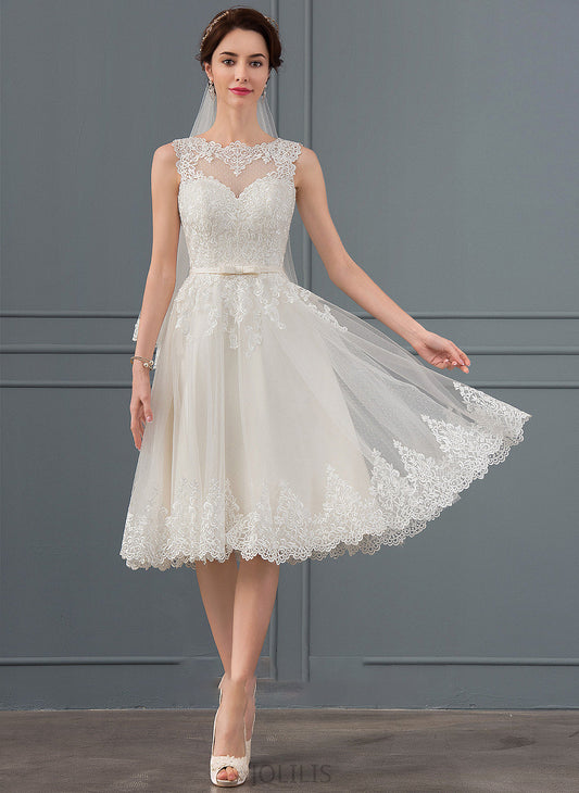 With Wedding Dresses Brianna Dress Knee-Length Wedding Illusion Bow(s) A-Line Tulle