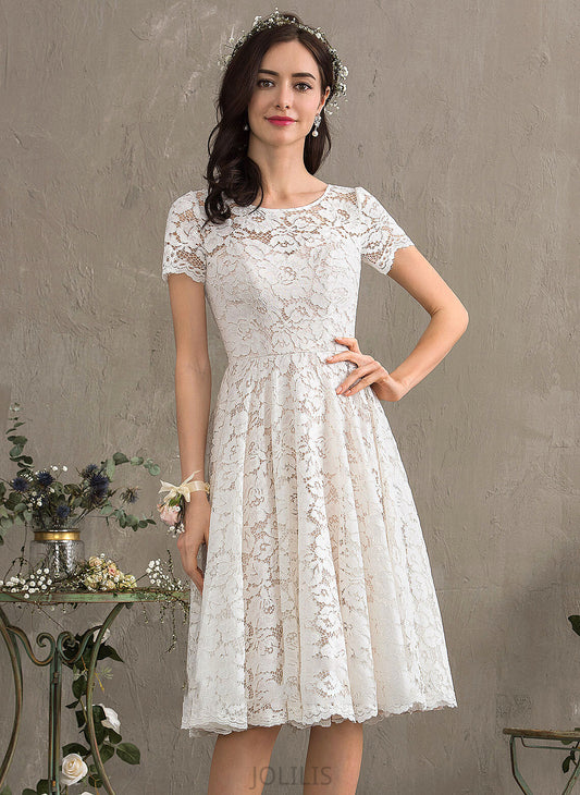 Wedding Ida A-Line Dress Scoop Knee-Length Wedding Dresses Neck Lace