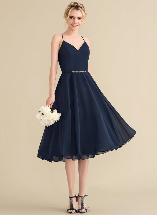 Dress Andrea V-neck Sequins Homecoming Dresses A-Line Beading With Knee-Length Homecoming Chiffon