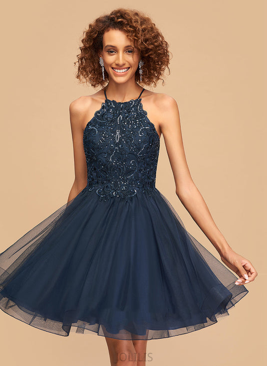 Sequins Neck Homecoming Dresses Scoop With Lace Short/Mini Dress Valentina Homecoming A-Line Tulle