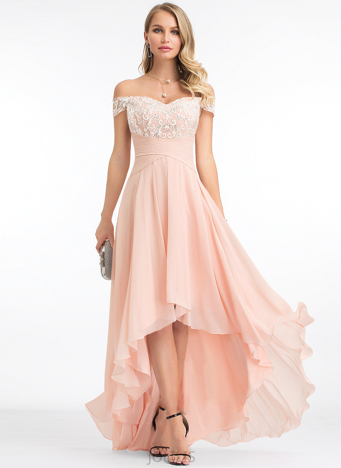 Chiffon A-Line With Wedding Dresses Dress Asymmetrical Addisyn Sequins Off-the-Shoulder Wedding