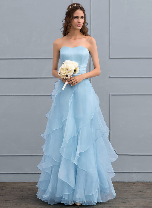 Wedding Ruffles With Floor-Length Wedding Dresses Sweetheart Donna A-Line Dress Charmeuse Organza Cascading