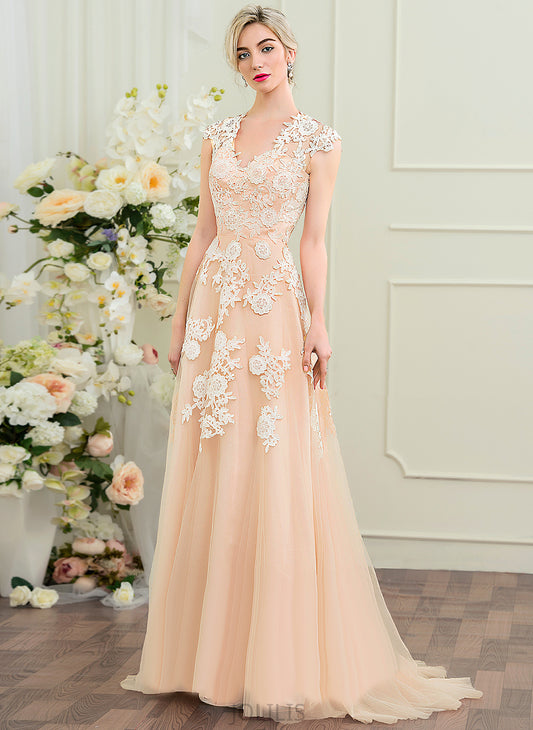 Sweep Lace Yaretzi Tulle Dress Train Wedding A-Line V-neck Wedding Dresses