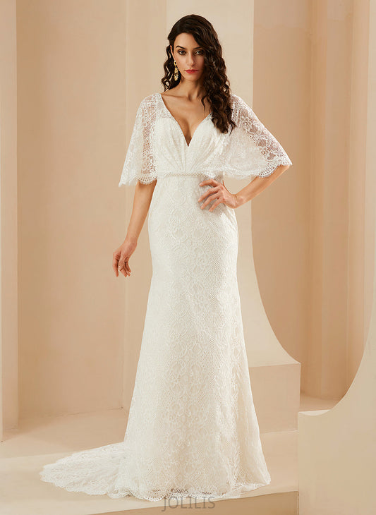 Court Wedding V-neck Trumpet/Mermaid Jasmine Train Dress Wedding Dresses