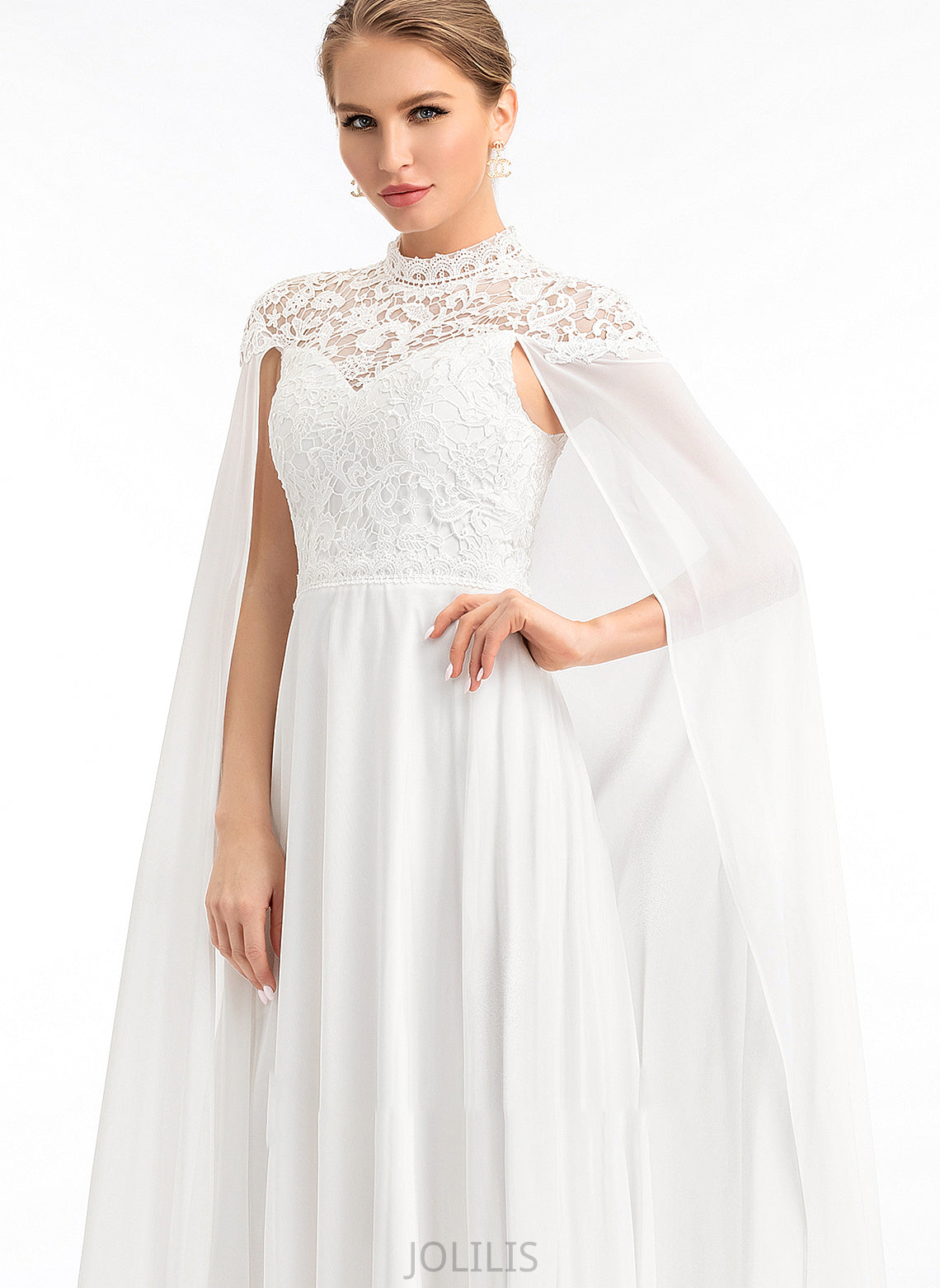 Wedding Dresses A-Line Wedding High Floor-Length Neck Chiffon Simone Dress