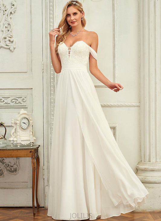 Chiffon Wedding Sydnee A-Line Lace Off-the-Shoulder Dress Floor-Length Wedding Dresses