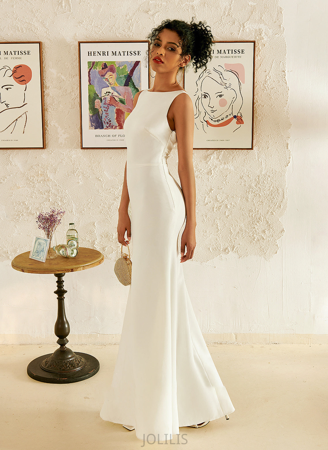 Floor-Length Trumpet/Mermaid Dress Scoop Neck Wedding Renata Wedding Dresses