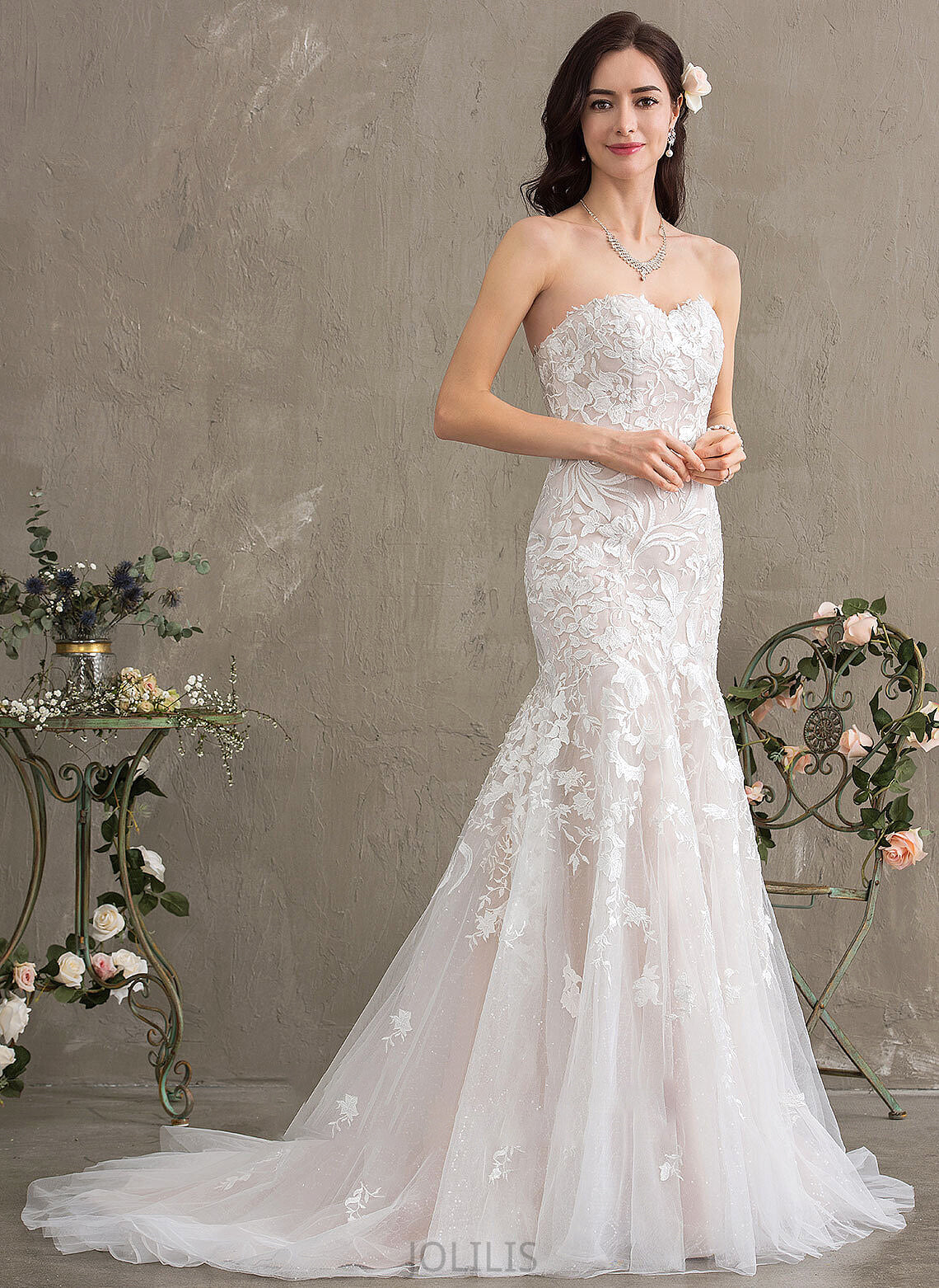 Dress Lace Wedding Dresses Tulle Trumpet/Mermaid Sweetheart Mckinley Court Wedding Train